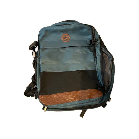 Padded Green Faux Leather Large Travel 40L Padded Backpack